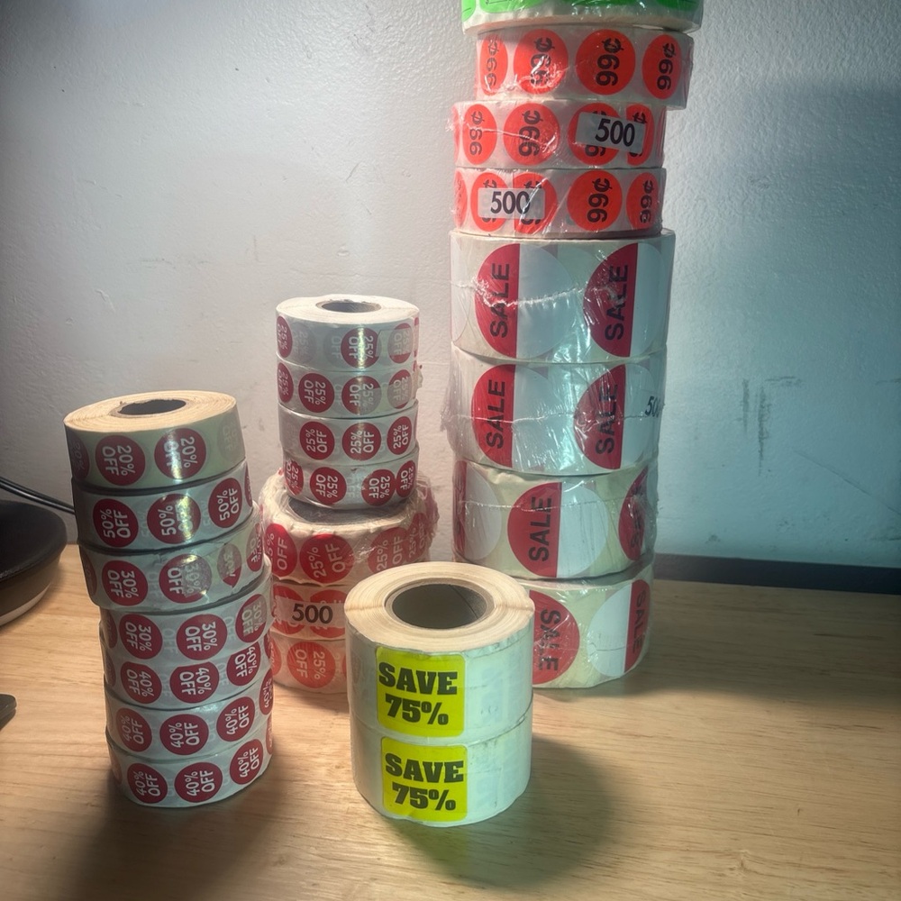 Lot Of Various % Off Sale Stickers 24 Rolls